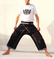 Indian Wrap Yoga Pants - Black White -L