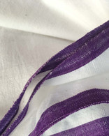 All New Unisex Indian Wrap Yoga Pants - White Purple Lines  M-L