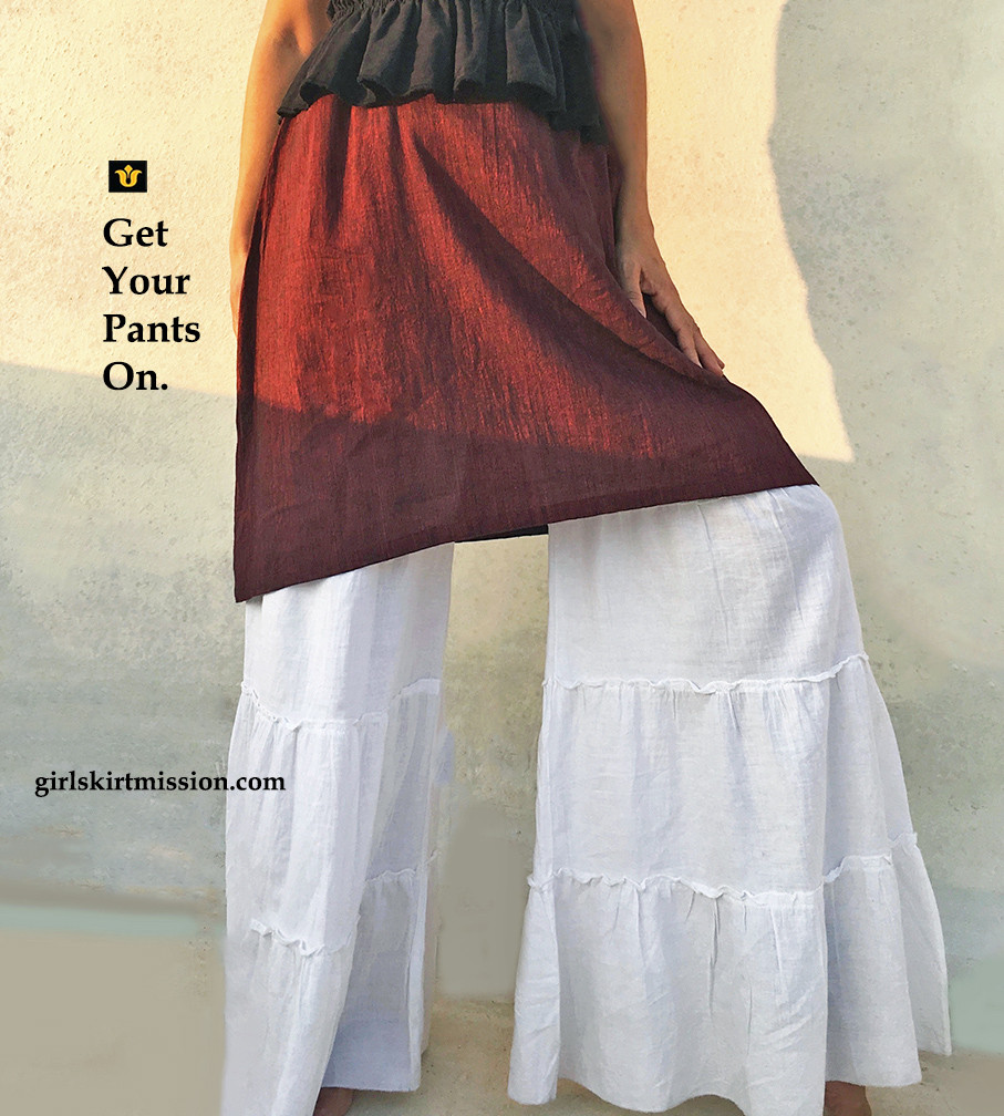 Bell Bottom Pants White and Burgundy girl skirt mission