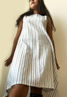 Tunic Dress White Stripes Khadi - Size XS/S