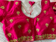 All New Charity - Pink Silk Embroidered Sari Blouse  BODICE - 38"