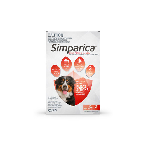 Simparica For Extra Large Dogs 88-132lbs (40.1- 60kg) - 3 Chews