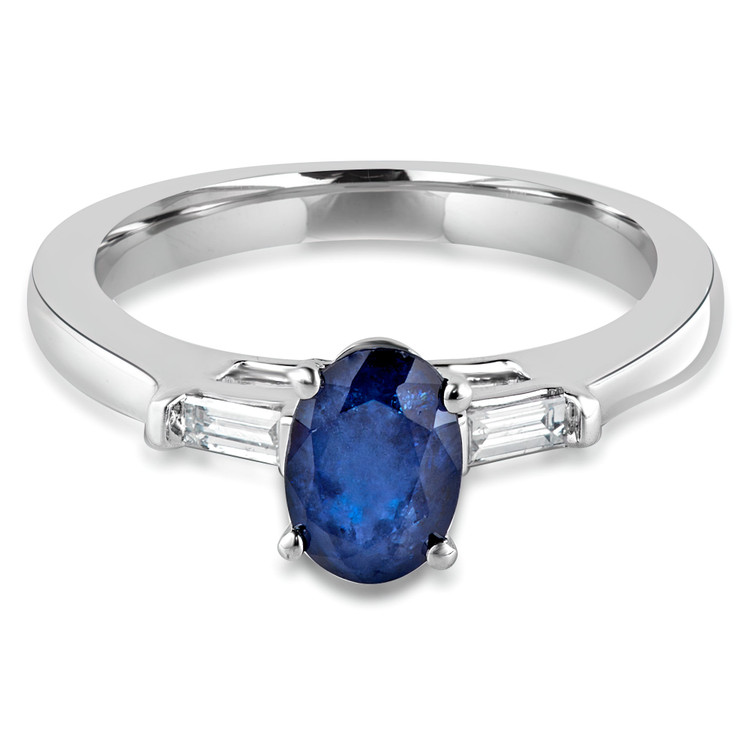 1 1/10 CTW Oval Blue Sapphire Cocktail Engagement Ring in 14K White Gold (MDR160004)