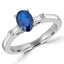 1 1/10 CTW Oval Blue Sapphire Cocktail Engagement Ring in 14K White Gold (MDR160004)
