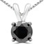 1/2 CT Round Black Diamond Solitaire Pendant Necklace in 10K White Gold (MDR160010)