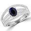 1 1/4 CTW Oval Blue Sapphire Three-Row Cocktail Engagement Ring in 14K White Gold (MDR170019)
