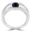 1 1/4 CTW Oval Blue Sapphire Three-Row Cocktail Engagement Ring in 14K White Gold (MDR170019)