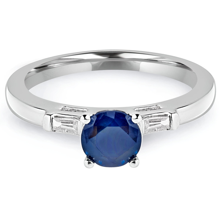 7/8 CTW Round Blue Sapphire Cocktail Engagement Ring in 14K White Gold (MDR170023)