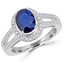 1 4/5 CTW Oval Blue Sapphire Split Shank Halo Cocktail Engagement Ring in 14K White Gold (MDR170043)