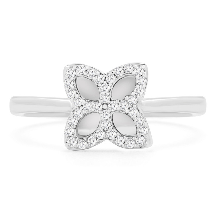 1/5 CTW Round Diamond Leaf Cocktail Ring in 14K White Gold (MDR170084)