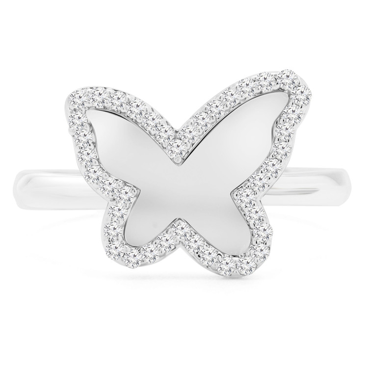 1/5 CTW Round Diamond Butterfly Cocktail Ring in 14K White Gold (MDR170085)