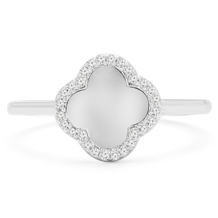 1/10 CTW Round Diamond Floral Cocktail Ring in 14K White Gold (MDR170088)