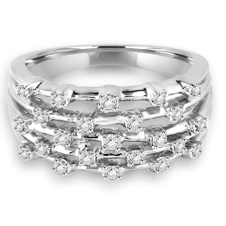 1/4 CTW Round Diamond Cocktail Ring in 14K White Gold (MDR170090)