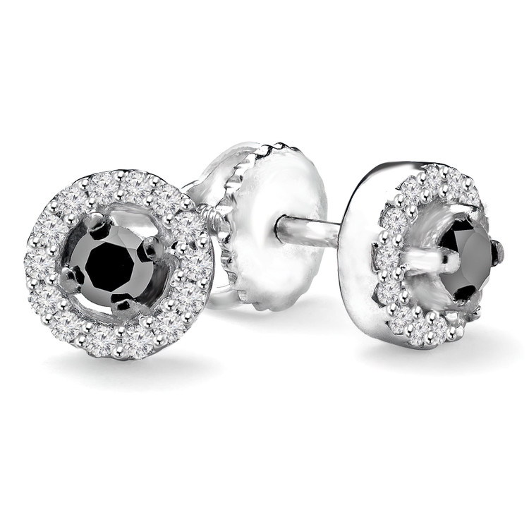 Black Diamond Halo Earrings | Majesty Diamonds