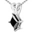 1/2 CT Princess Black Diamond Solitaire Pendant Necklace in 10K White Gold (MDR170102)