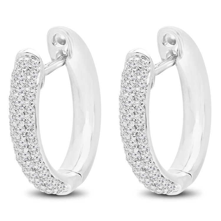 14K White Gold Diamond Hoop Earrings | Majesty Diamonds