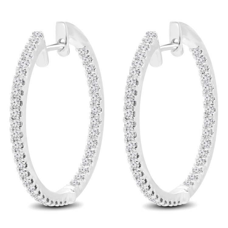 14K White Gold Diamond Hoops | Majesty Diamonds