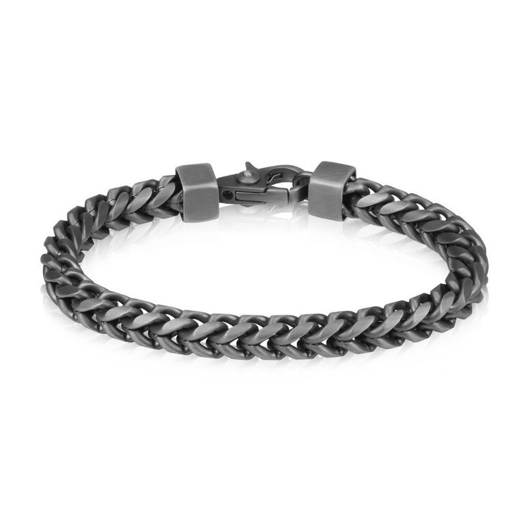 Men's Matte Black Franco Link Steel Bracelet (MVA0063)