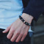 Men's Black Snake Carbon Fiber Beads Steel Bracelet (MVA0065)