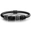 Men's Black Rubber Steel Bead Bracelet (MVA0090)