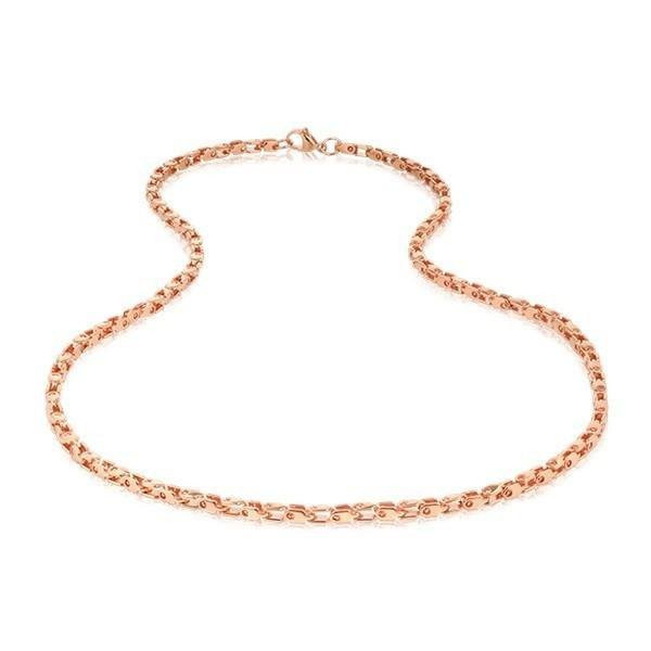 Men's Shiny Rose Gold Steel Necklace (MVA0108)
