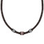 Men's Brown Leather Steel Bead Necklace (MVA0112)