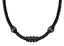 Men's Black Leather Steel Bead Necklace (MVA0118)
