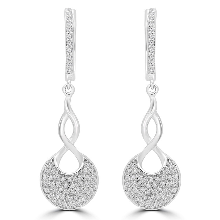 3/8 CTW Round Diamond Infinity Cluster Drop/Dangle Earrings in 14K White Gold (MDR180007)