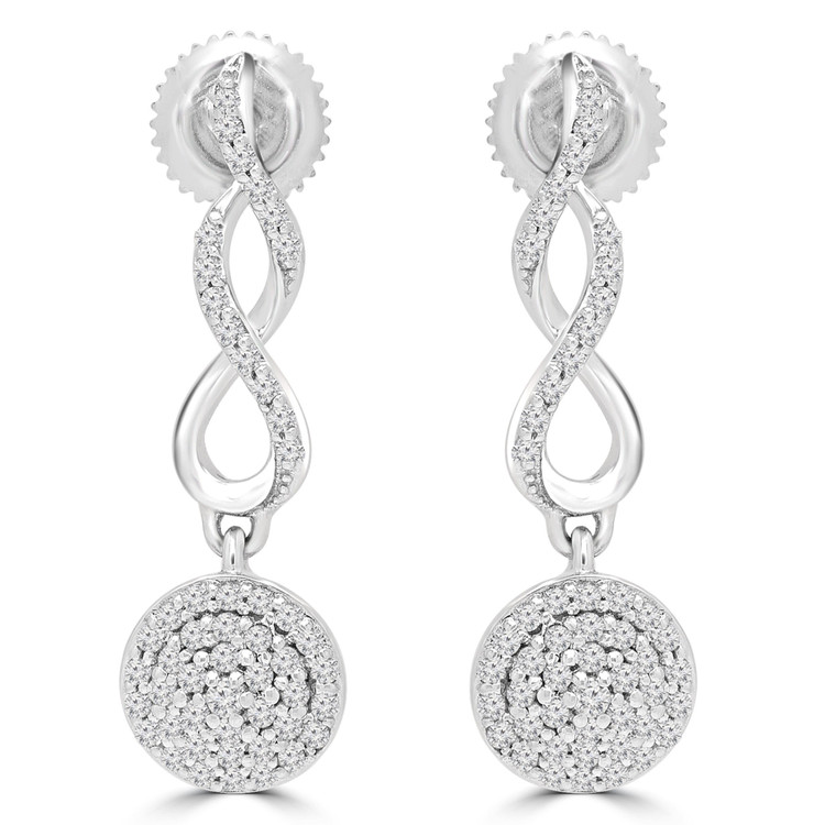2/5 CTW Round Diamond Infinity Cluster Halo Drop/Dangle Earrings in 14K White Gold (MDR180009)