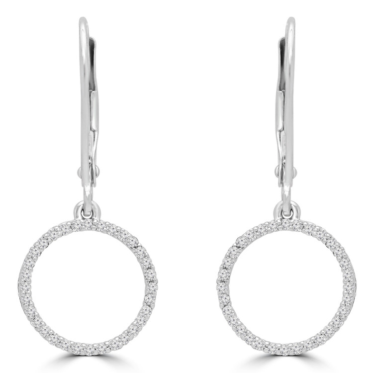 1/5 CTW Round Diamond Circle Drop/Dangle Earrings in 14K White Gold (MDR180010)