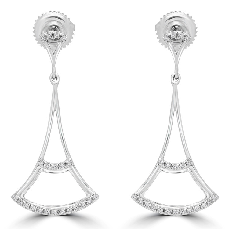 1/8 CTW Round Diamond Drop/Dangle Earrings in 10K White Gold (MDR180011)