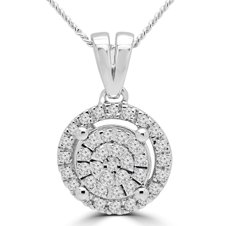 1/5 CTW Round Diamond Halo Cluster Pendant Necklace in 10K White Gold (MDR180020)