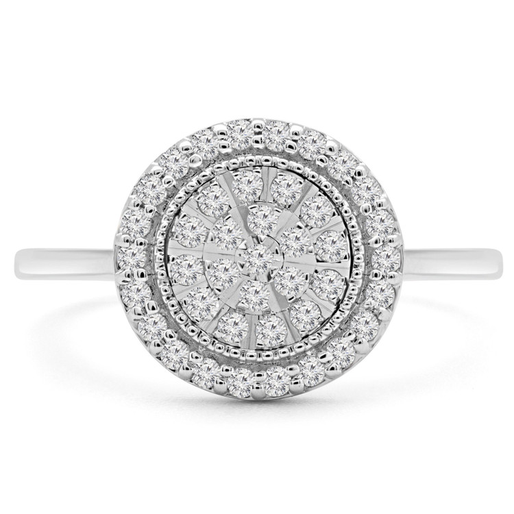 1/4 CTW Round Diamond Promise Halo Cluster Engagement Ring in 10K White Gold (MDR180030)