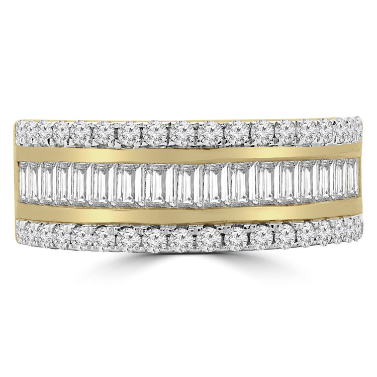 1 1/8 CTW Baguette Diamond Vintage Three-row Semi-Eternity Wedding Band Ring in 14K Yellow Gold (MDR190046)