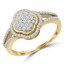 1/3 CTW Round Diamond Split Shank Halo Clover Cocktail Ring in 14K Yellow Gold (MDR190048)