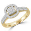 2/5 CTW Round Diamond Double Row Promise Princess Cluster Cushion Halo Engagement Ring in 14K Yellow Gold (MDR190050)