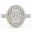 3/5 CTW Round Diamond Oval Cluster Double Halo Engagement Ring in 14K Yellow Gold (MDR190051)