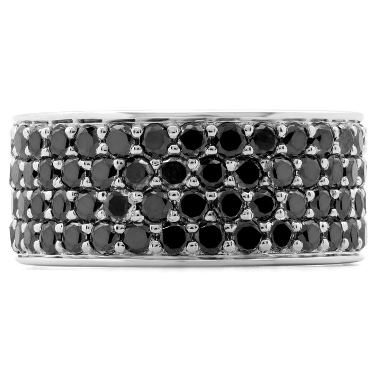 1 7/8 CTW Round Black Diamond Pave Four Row Cocktail Ring in 14K White Gold (MDR190055)