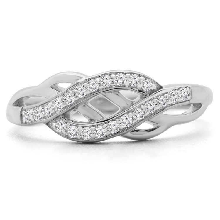 1/7 CTW Round Diamond Criss Cross Semi-Eternity Wedding Band Ring in 14K White Gold (MDR190056)