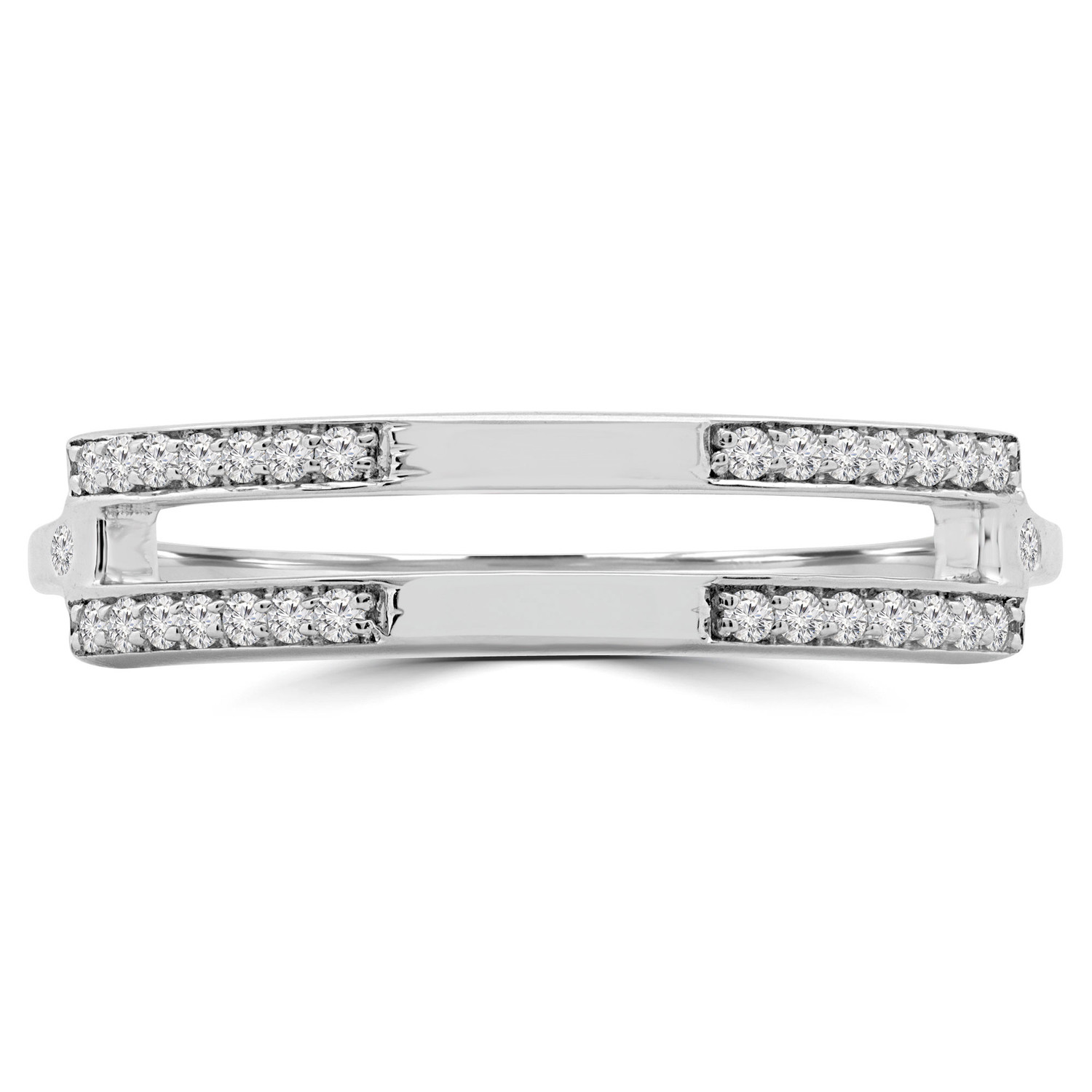 1/6 CTW Round Diamond Split Two-Row Semi-Eternity Wedding Band Ring in 14K White Gold (MDR190058)
