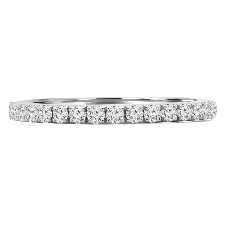 3/8 CTW Round Diamond Semi-Eternity Wedding Band Ring in 14K White Gold (MDR190060)