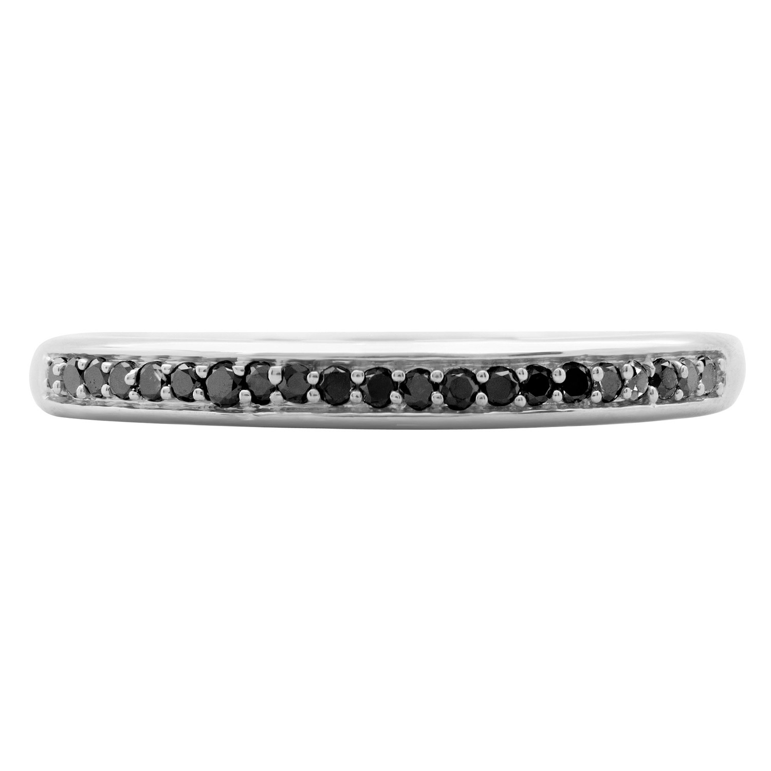 1/7 CTW Round Black Diamond Semi-Eternity Wedding Band Ring in 14K White Gold (MDR190064)