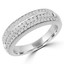 1/2 CTW Round Diamond Three-row Semi-Eternity Wedding Band Ring in 14K White Gold (MDR190065)