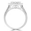 9/10 CTW Round Diamond Split Shank Heart Cluster Halo Cocktail Ring in 14K White Gold (MDR190066)
