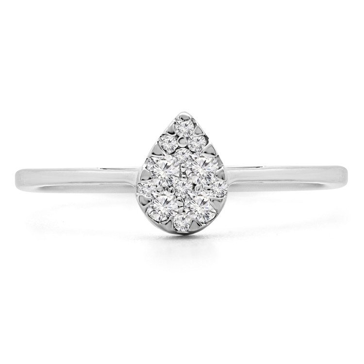 1/8 CTW Round Diamond Promise Pear Cluster Engagement Ring in 14K White Gold (MDR190077)