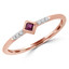 1/10 CTW Round Red Ruby Bezel Set Cocktail Engagement Ring in 14K Rose Gold (MDR190078)