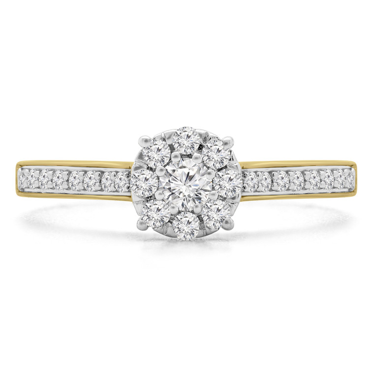1/3 CTW Round Diamond Promise Halo Engagement Ring in 14K Yellow Gold (MDR190082)