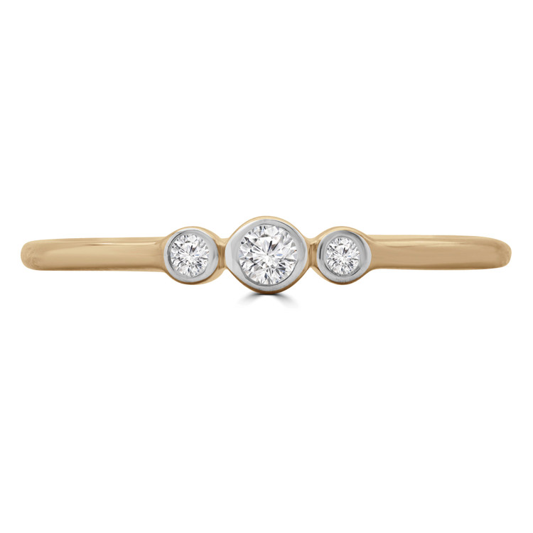 1/10 CTW Round Diamond Bezel Set Promise Three-stone Engagement Ring in 14K Yellow Gold (MDR190083)