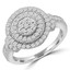 5/8 CTW Round Diamond Double Halo Cluster Cocktail Ring in 14K White Gold (MDR190088)