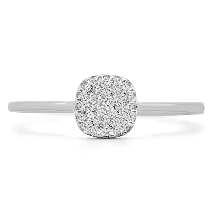 1/8 CTW Round Diamond Promise Cushion Cluster Engagement Ring in 14K White Gold (MDR190095)